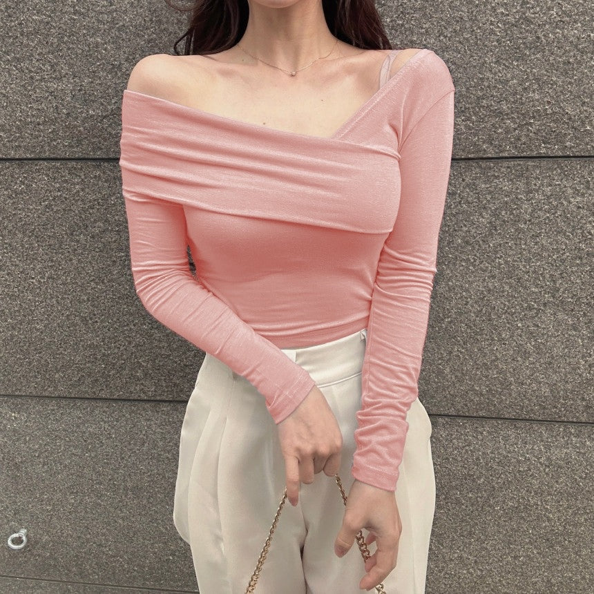 RǏWYÑ | Korean Way Overlpped Off-Shoulder Top