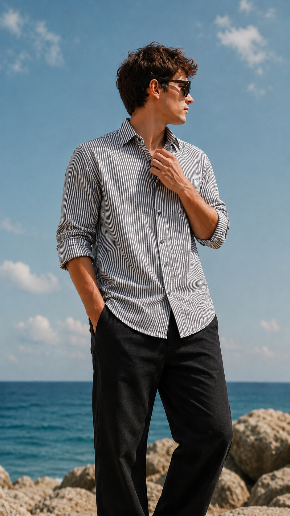 RIWYN Smart Stripe Relaxed Fit Shirt