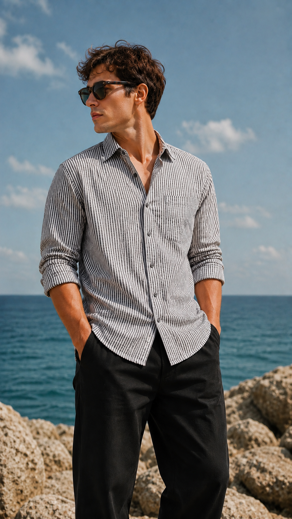 RIWYN Smart Stripe Relaxed Fit Shirt