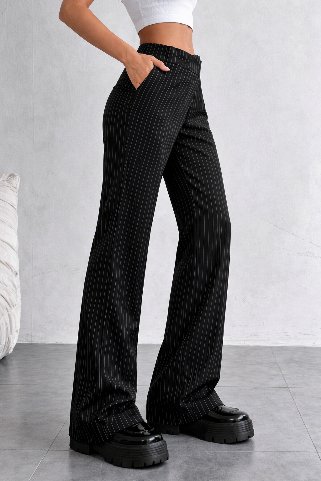 RǏWYÑ | Off Front Pleat Tailored Trousers