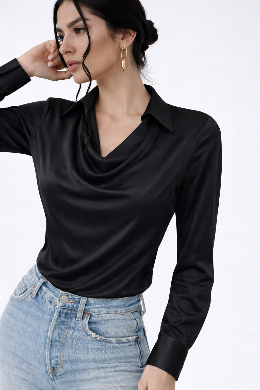 RǏWYÑ | Cowl Neck Collared Blouse