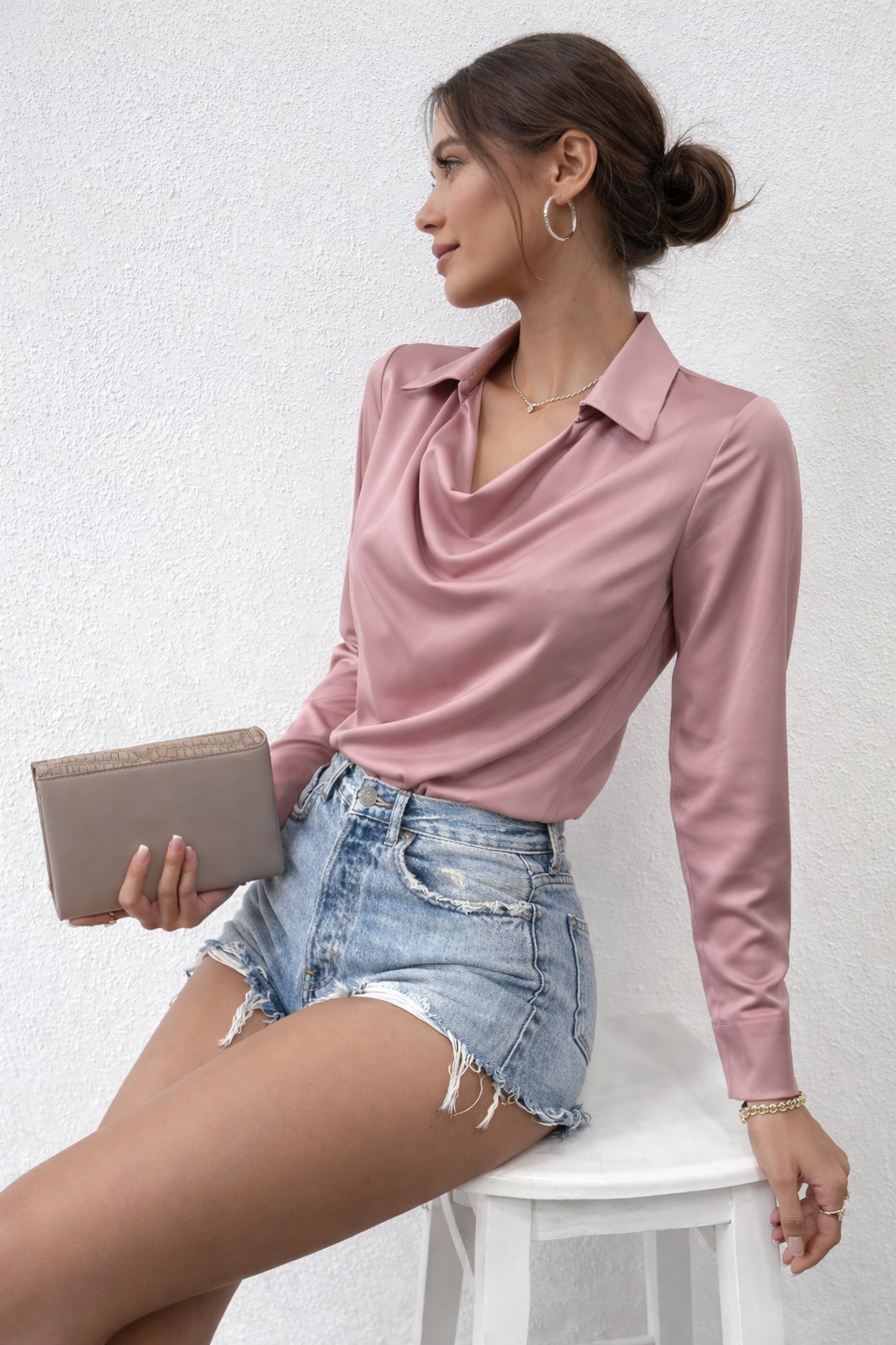 RǏWYÑ | Cowl Neck Collared Blouse