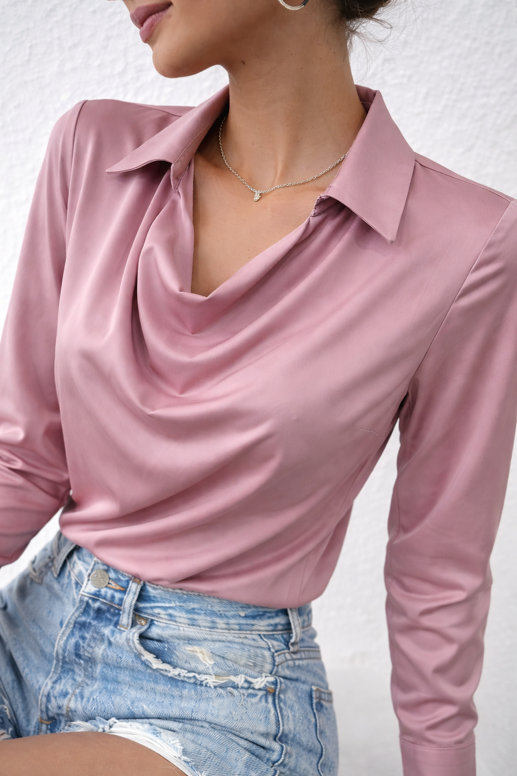 RǏWYÑ | Cowl Neck Collared Blouse
