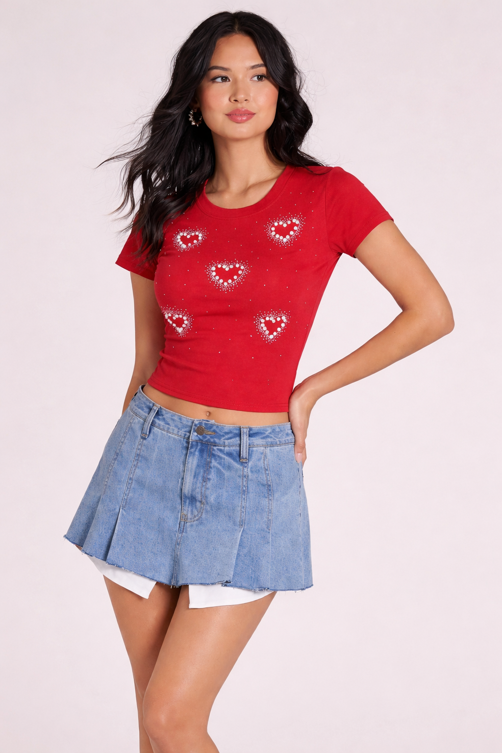 RǏWYÑ | Pearl Heart Baby Tee