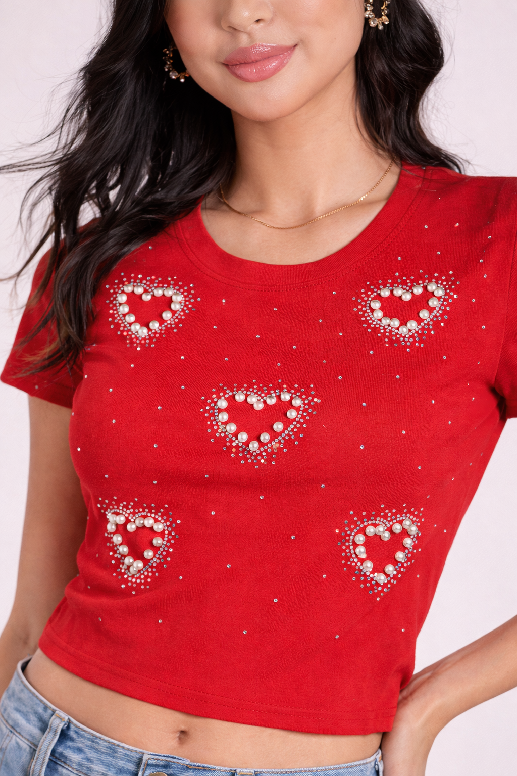 RǏWYÑ | Pearl Heart Baby Tee