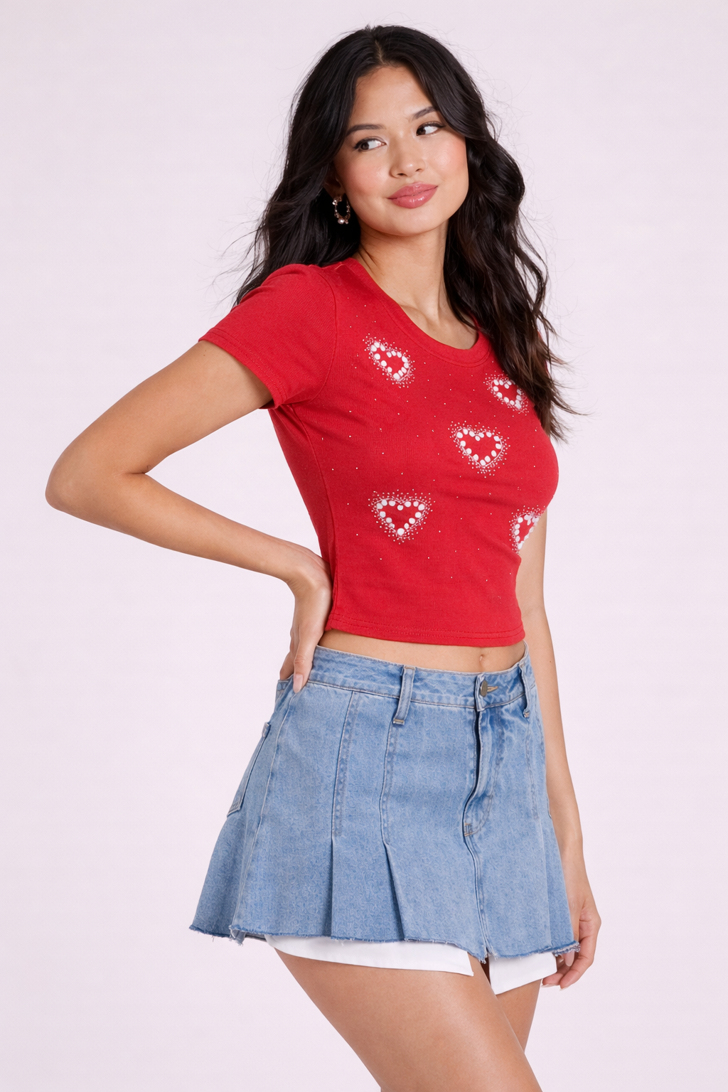RǏWYÑ | Pearl Heart Baby Tee