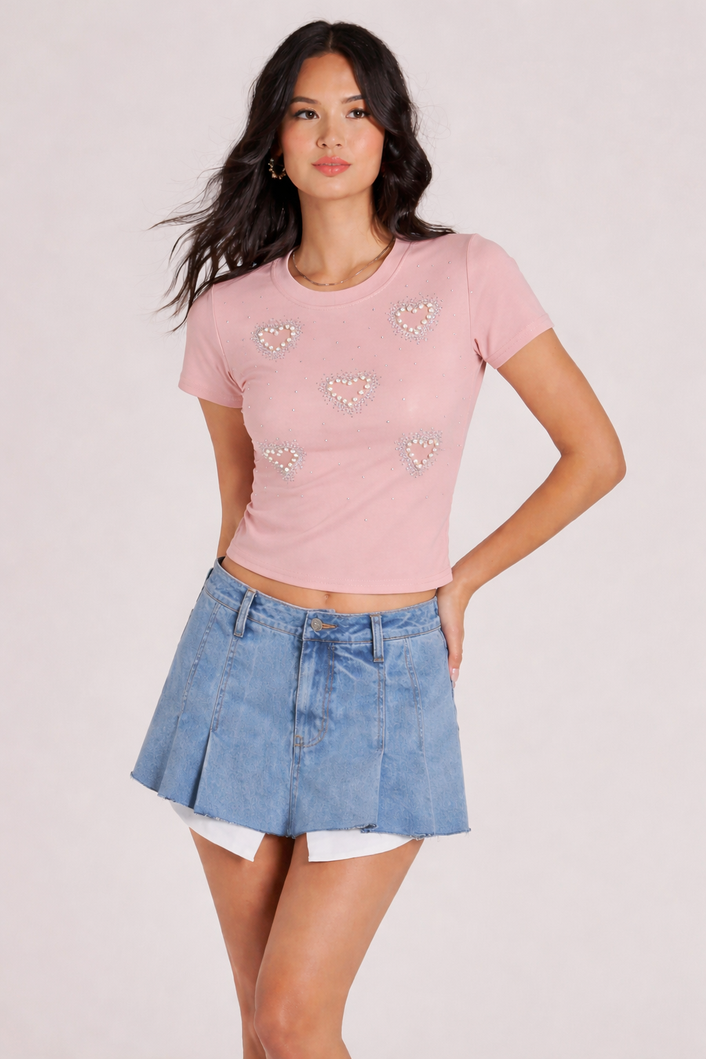 RǏWYÑ | Pearl Heart Baby Tee