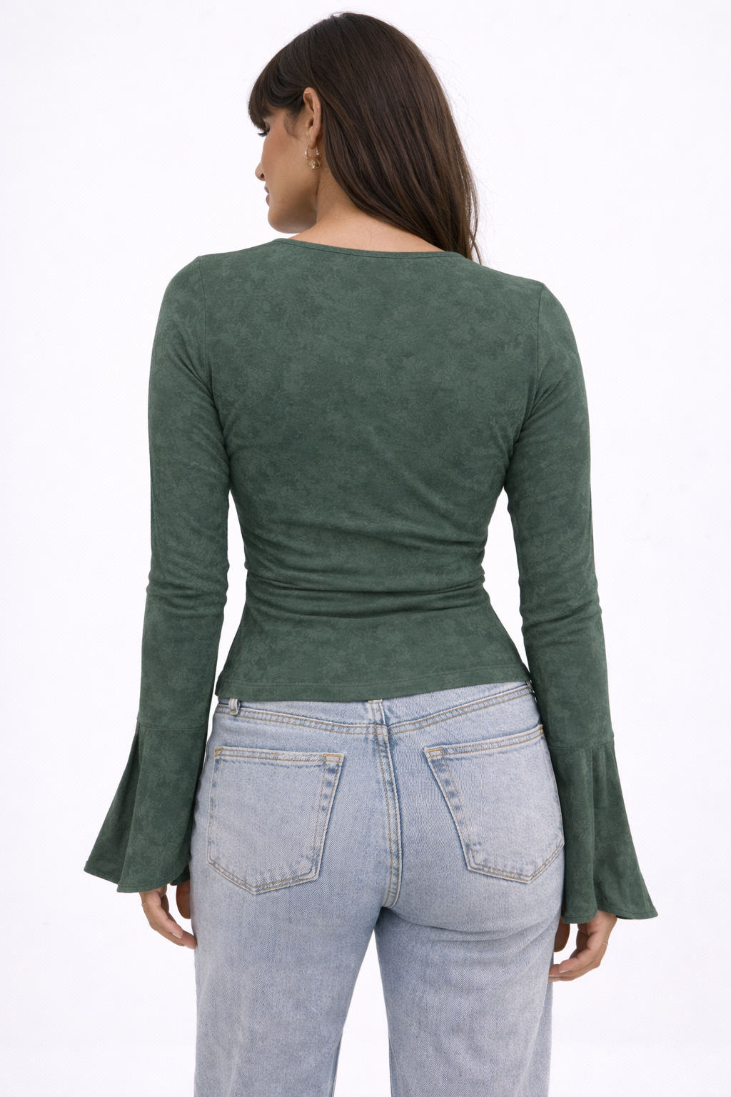 RǏWYÑ | Iris Mesh Bell Sleeve Tie Top