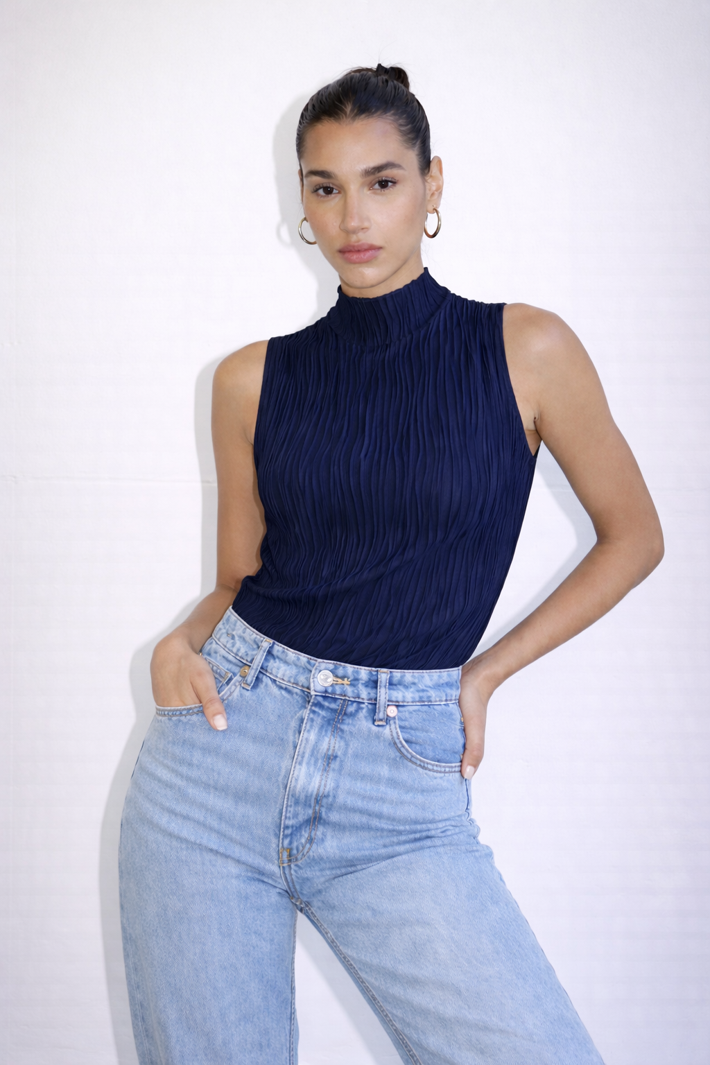 RǏWYÑ | Soft High Neck Textured Top