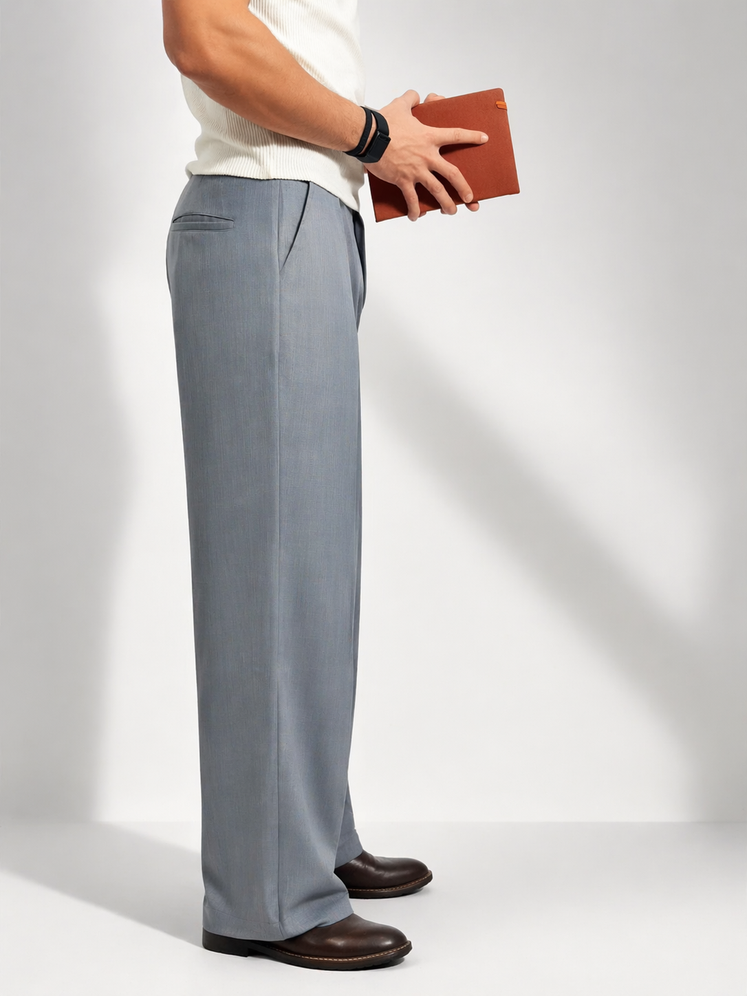 RIWYN High Profile Pleat Straight Leg Trousers