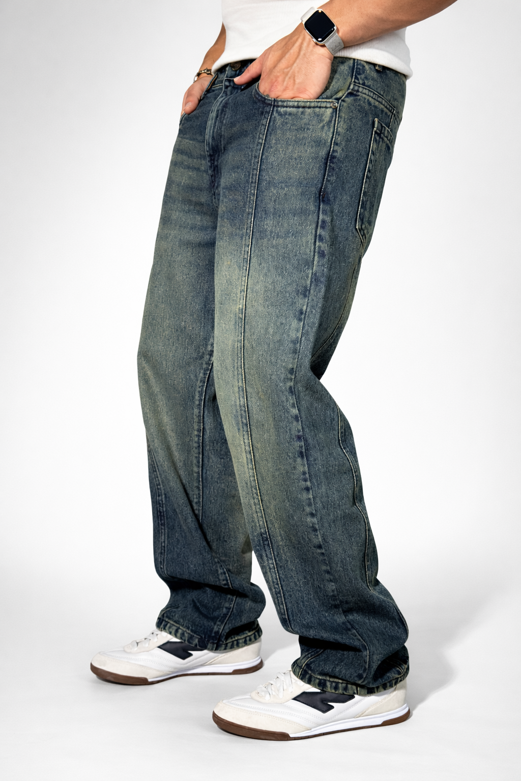 RIWYN Blue Tinted Straight Fit Jeans
