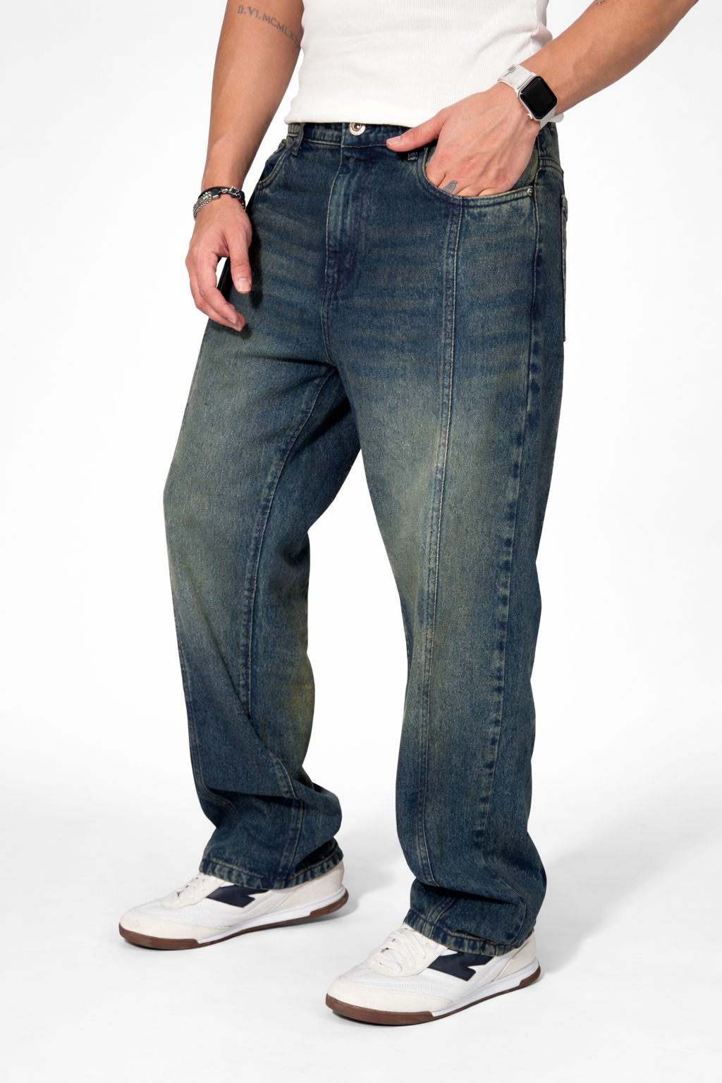 RIWYN Blue Tinted Straight Fit Jeans