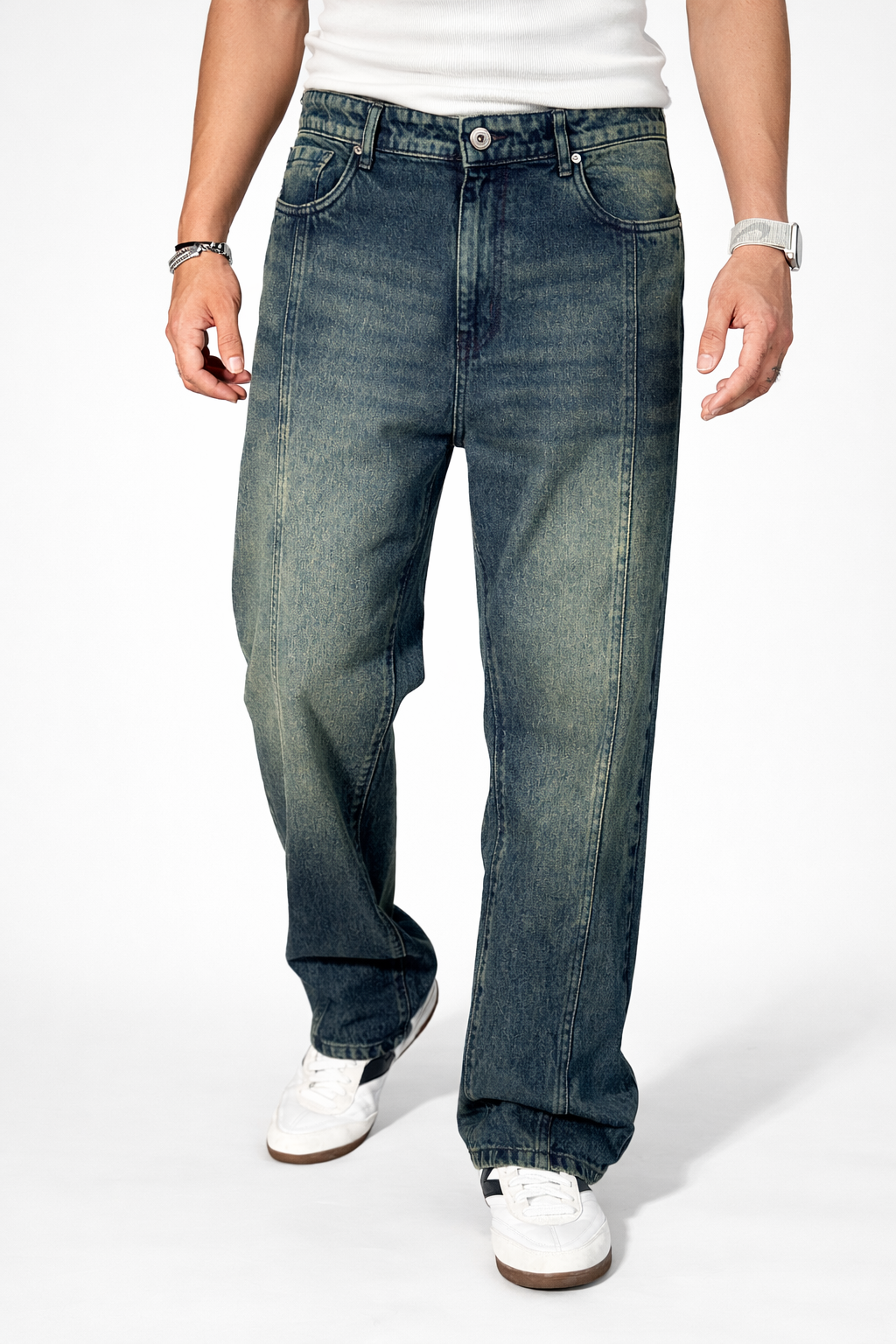 RIWYN Blue Tinted Straight Fit Jeans