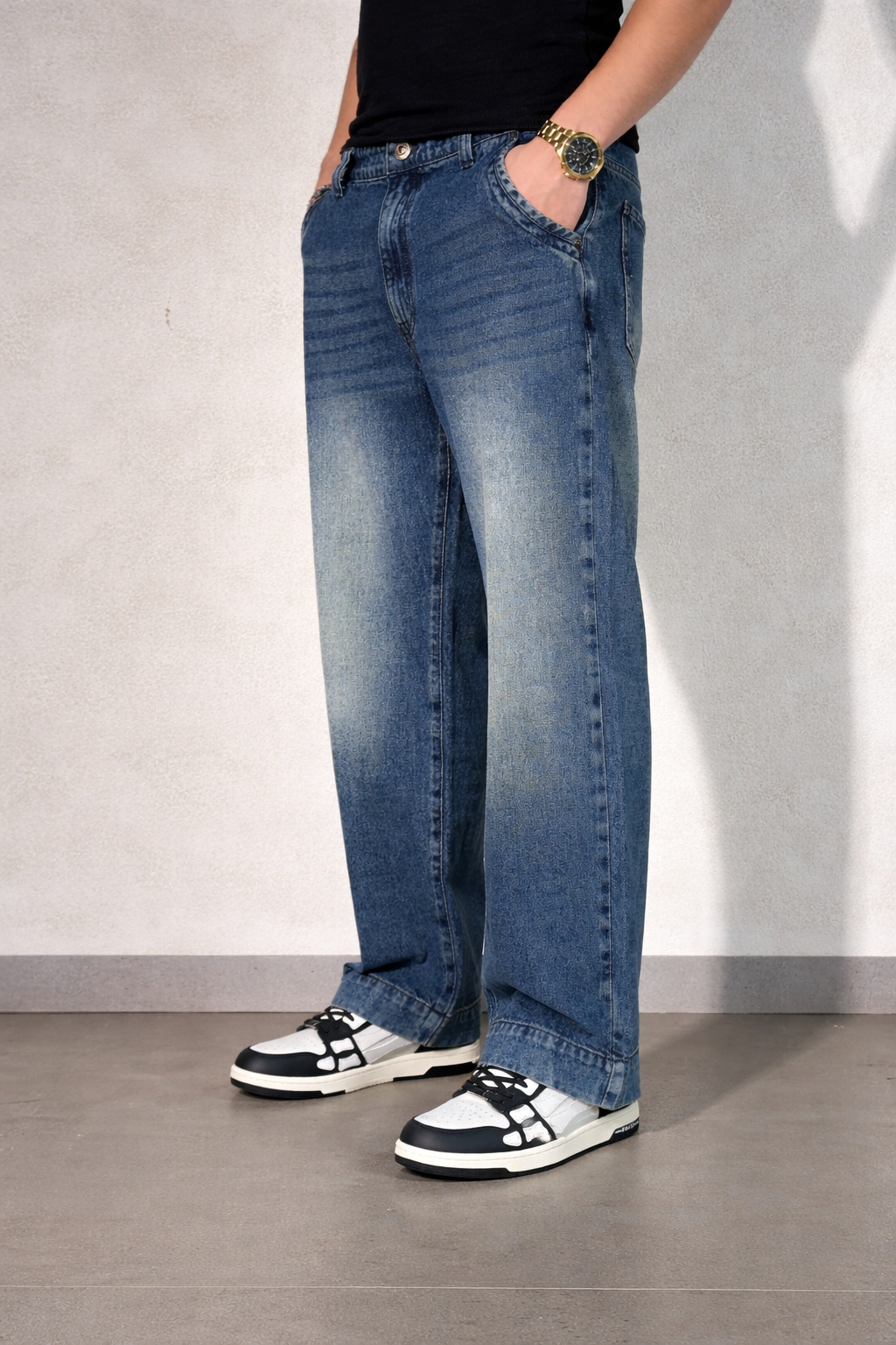 RIWYN Vintage Cool Faded Tinted Baggy Denims