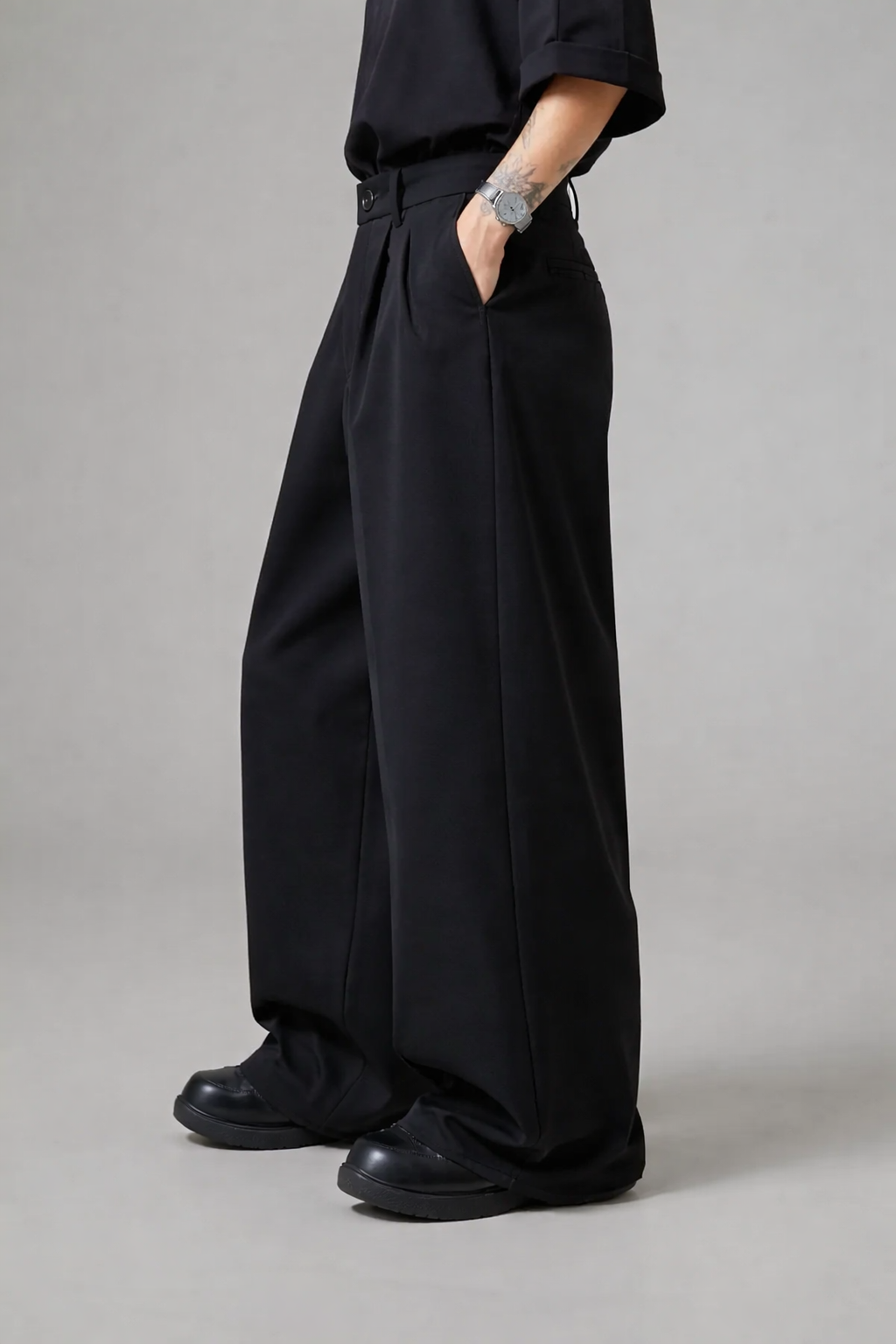 RIWYN Street Cast Relaxed Wide Trousers