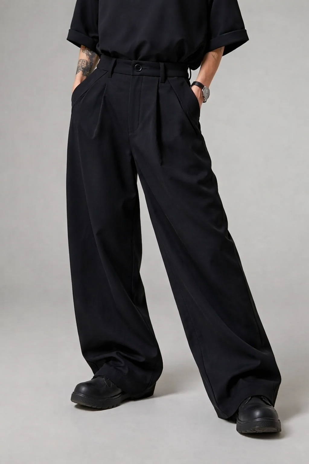 RIWYN Street Cast Relaxed Wide Trousers