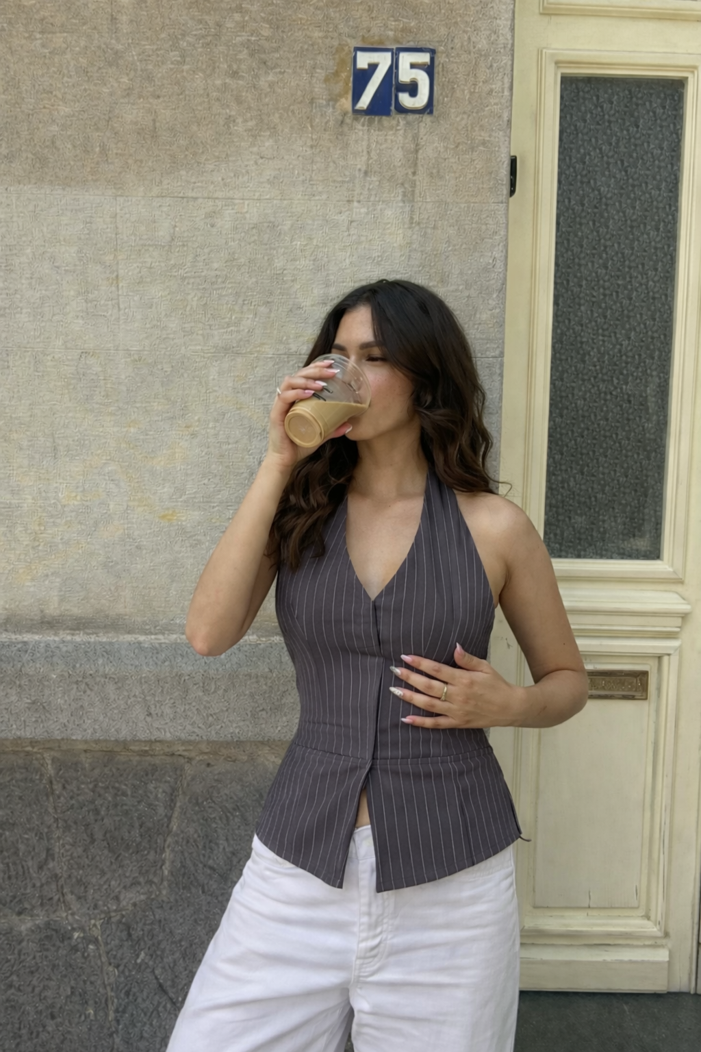 RǏWYÑ | Stripe Structure Halter Top