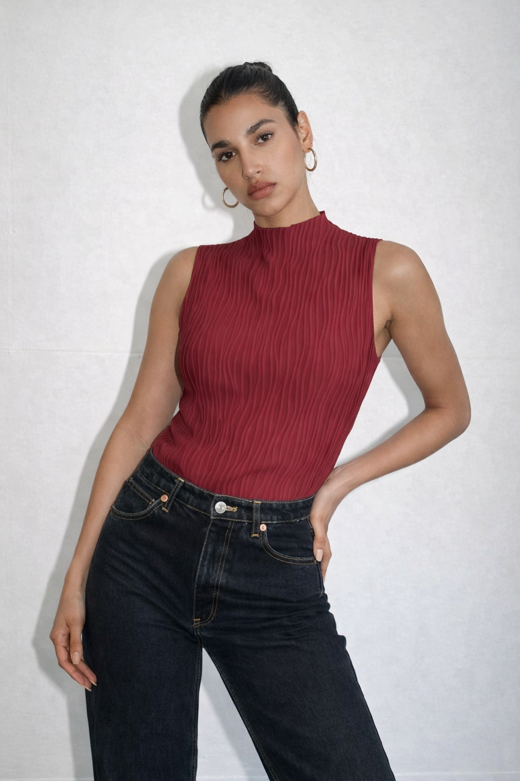 RǏWYÑ | Soft High Neck Textured Top
