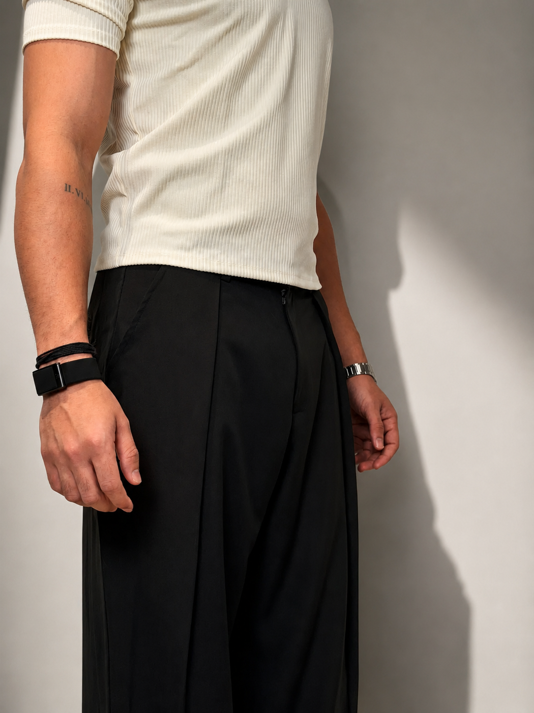 RIWYN High Profile Pleat Straight Leg Trousers