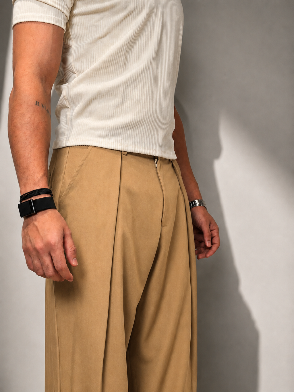 RIWYN High Profile Pleat Straight Leg Trousers