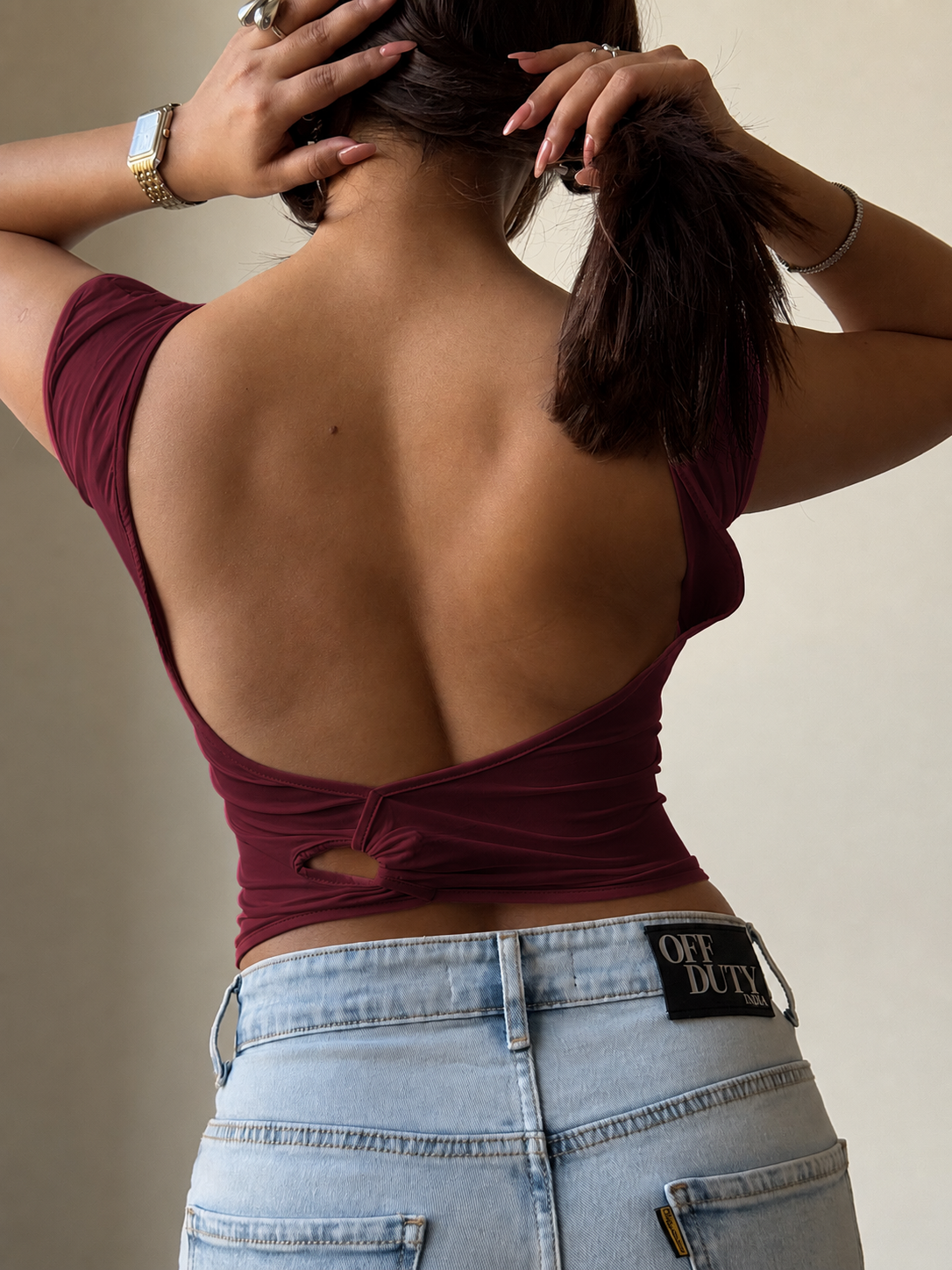 RǏWYÑ | Backless Twist Knot Tank Top