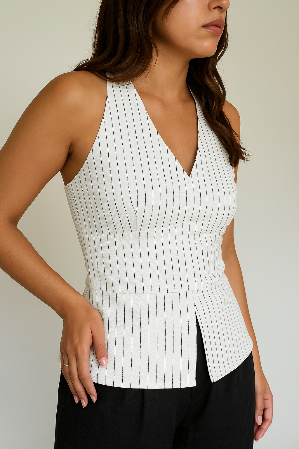 RǏWYÑ | Stripe Structure Halter Top