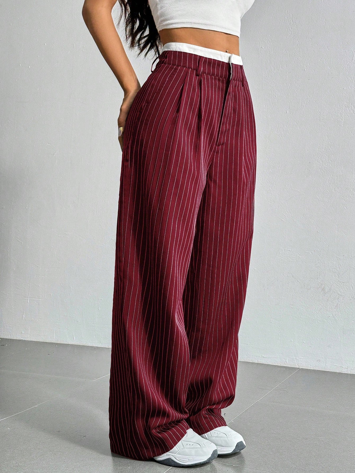 RǏWYÑ | Striped Boxer Wide Leg Trousers