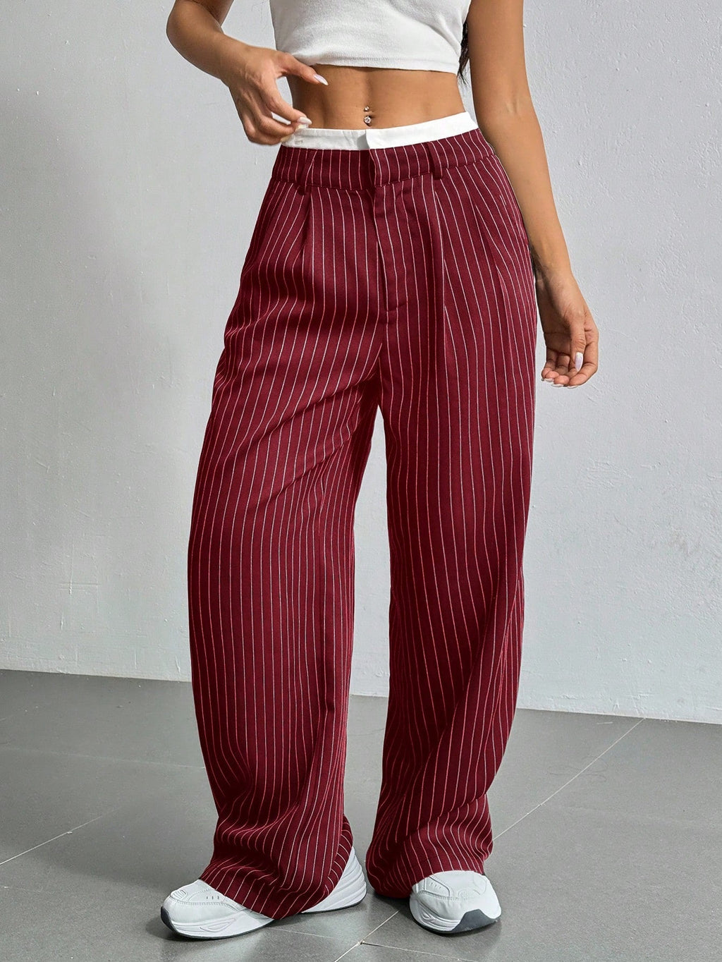 RǏWYÑ | Striped Boxer Wide Leg Trousers