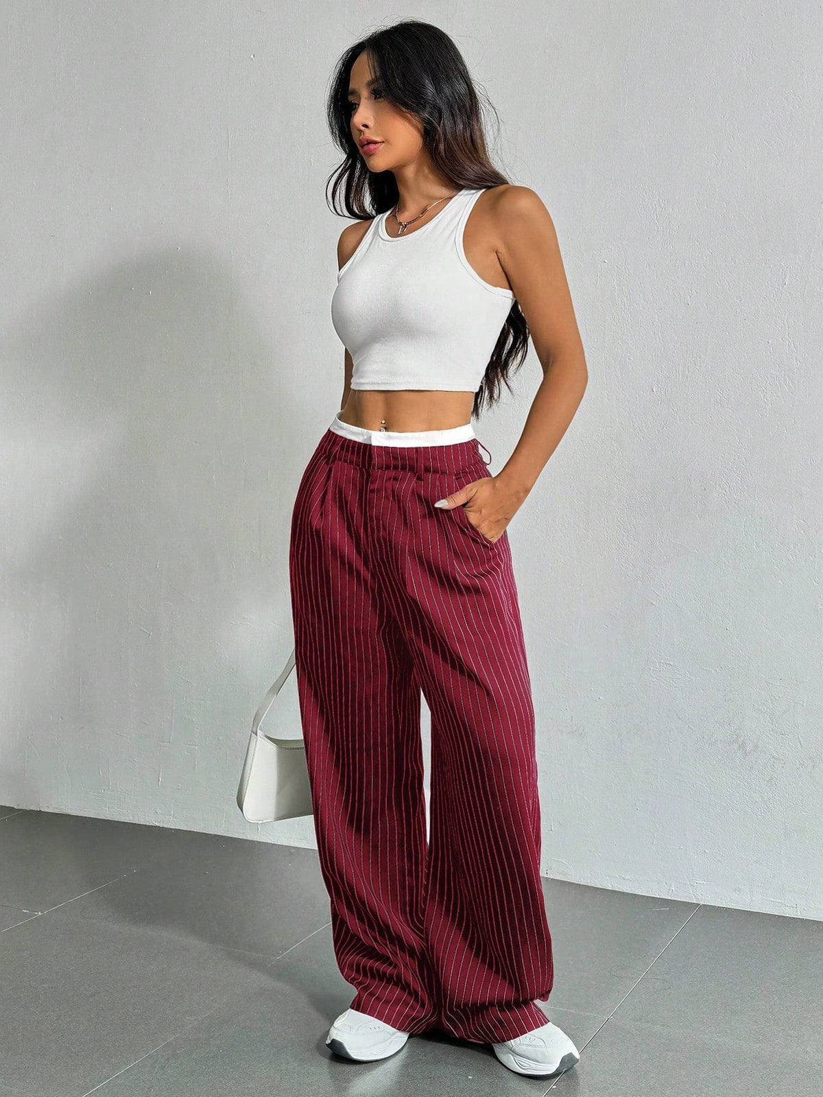 RǏWYÑ | Striped Boxer Wide Leg Trousers