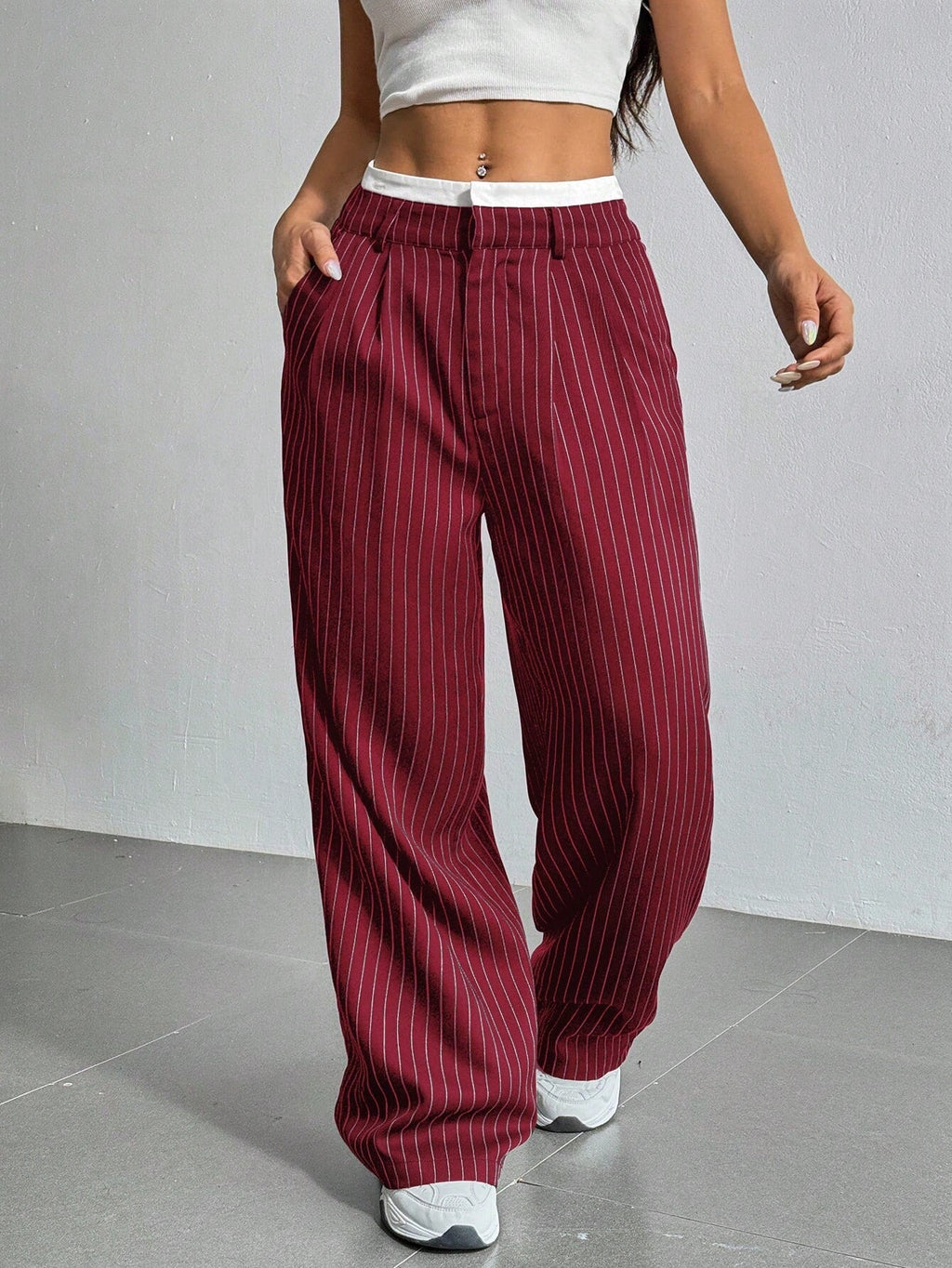 RǏWYÑ | Striped Boxer Wide Leg Trousers