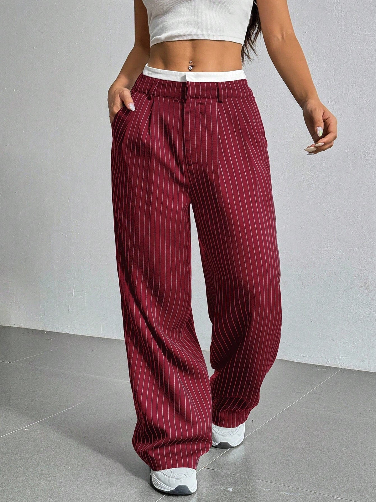 RǏWYÑ | Striped Boxer Wide Leg Trousers