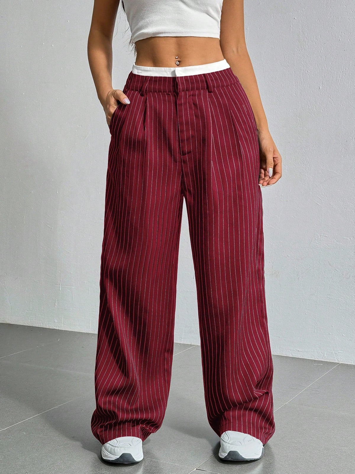 RǏWYÑ | Striped Boxer Wide Leg Trousers