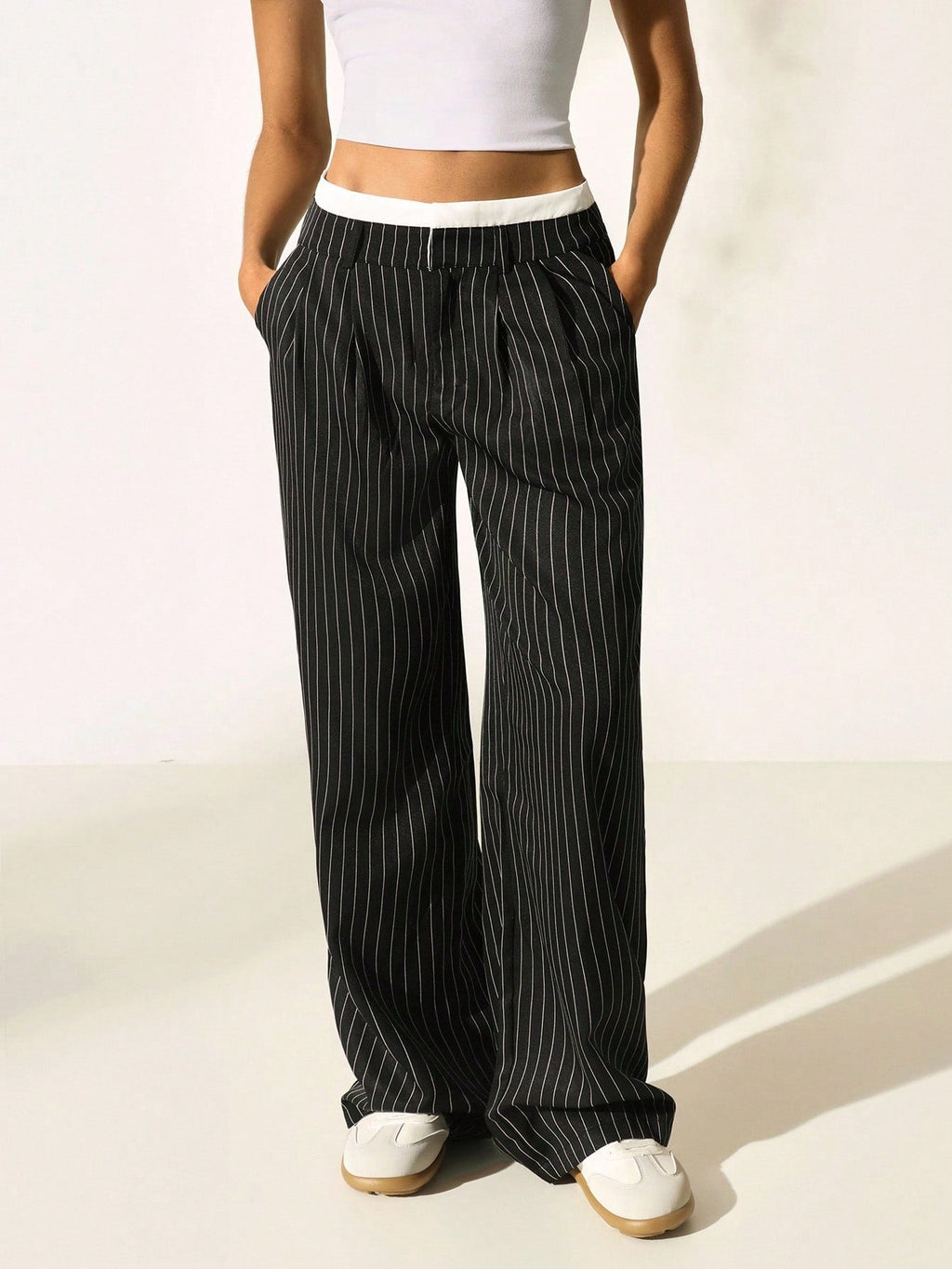 RǏWYÑ | Striped Boxer Wide Leg Trousers