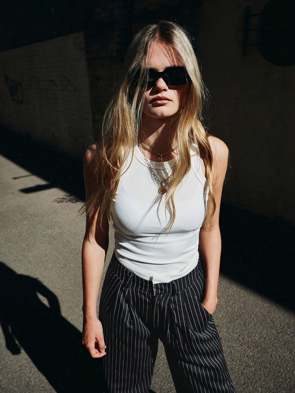 RǏWYÑ | Striped Boxer Wide Leg Trousers