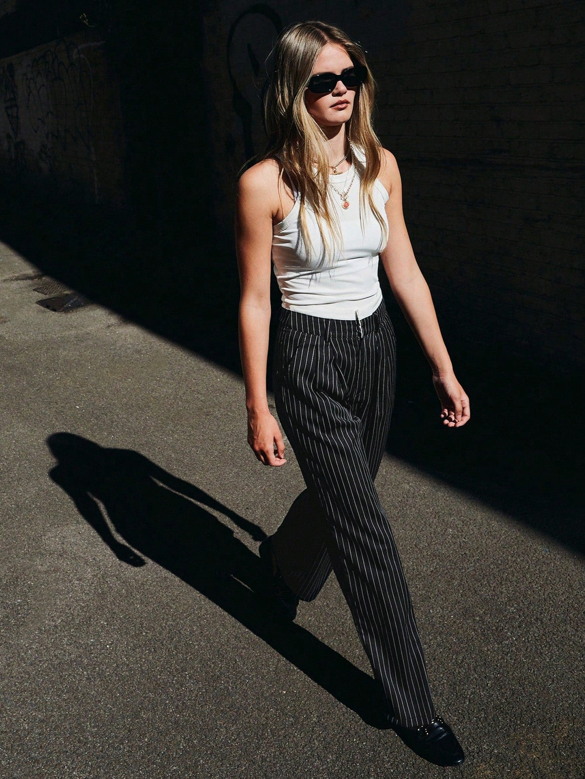RǏWYÑ | Striped Boxer Wide Leg Trousers