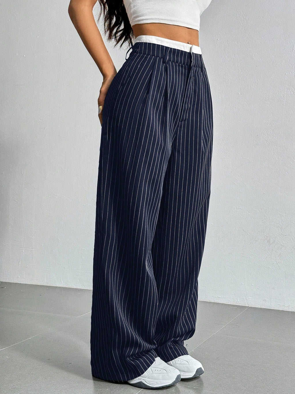 RǏWYÑ | Striped Boxer Wide Leg Trousers