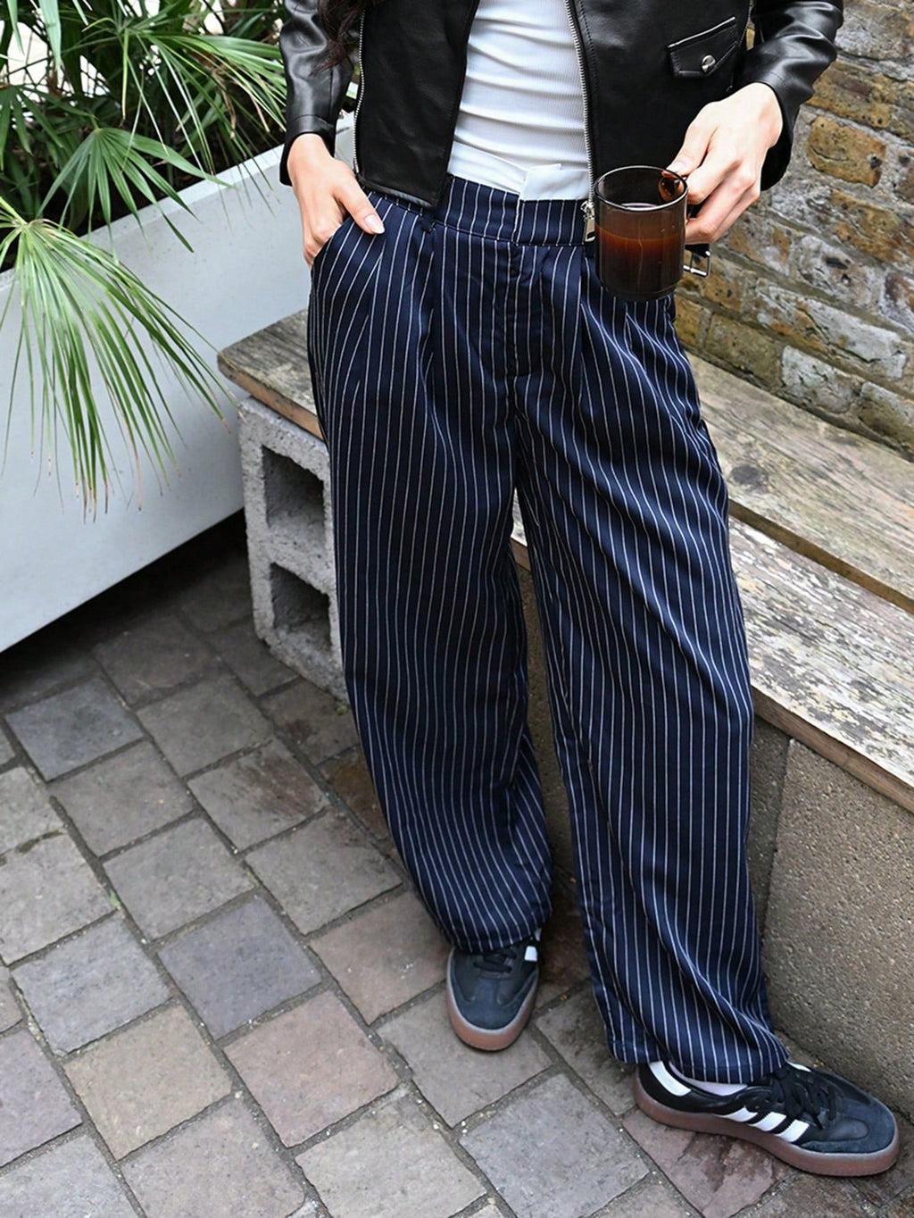 RǏWYÑ | Striped Boxer Wide Leg Trousers