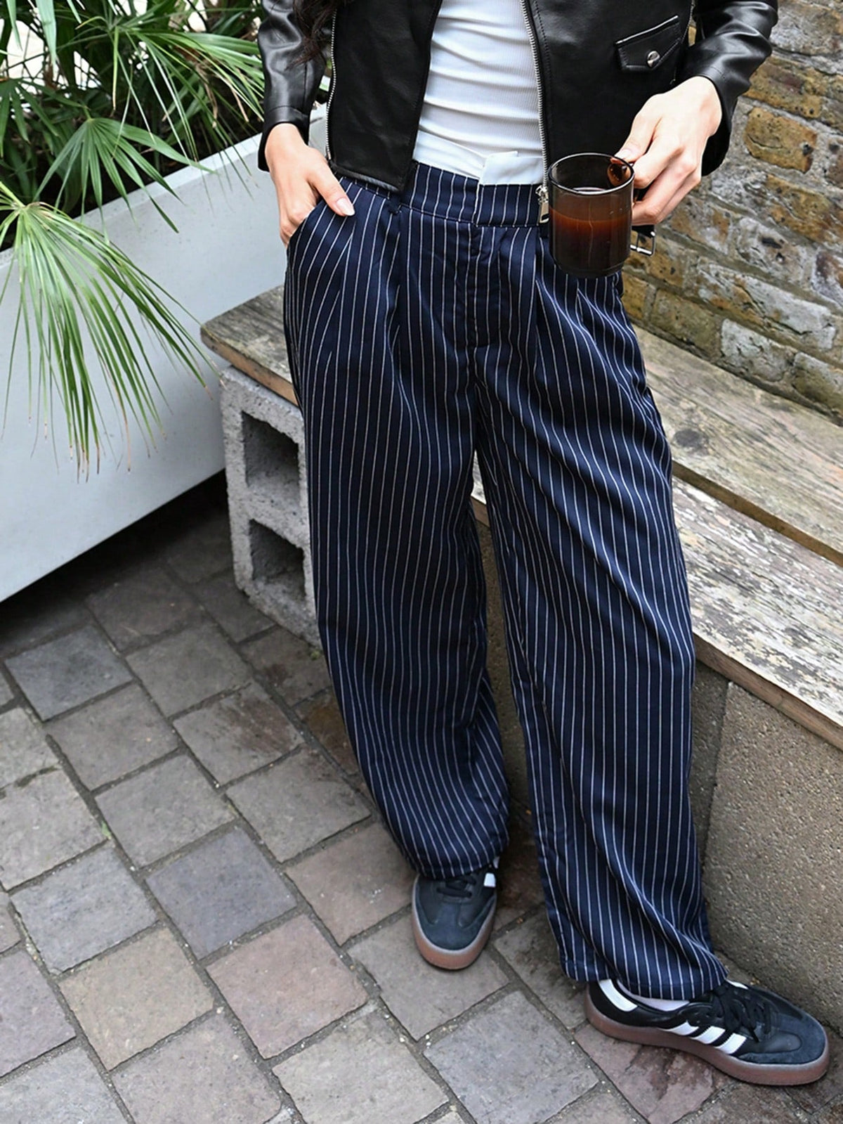 RǏWYÑ | Striped Boxer Wide Leg Trousers