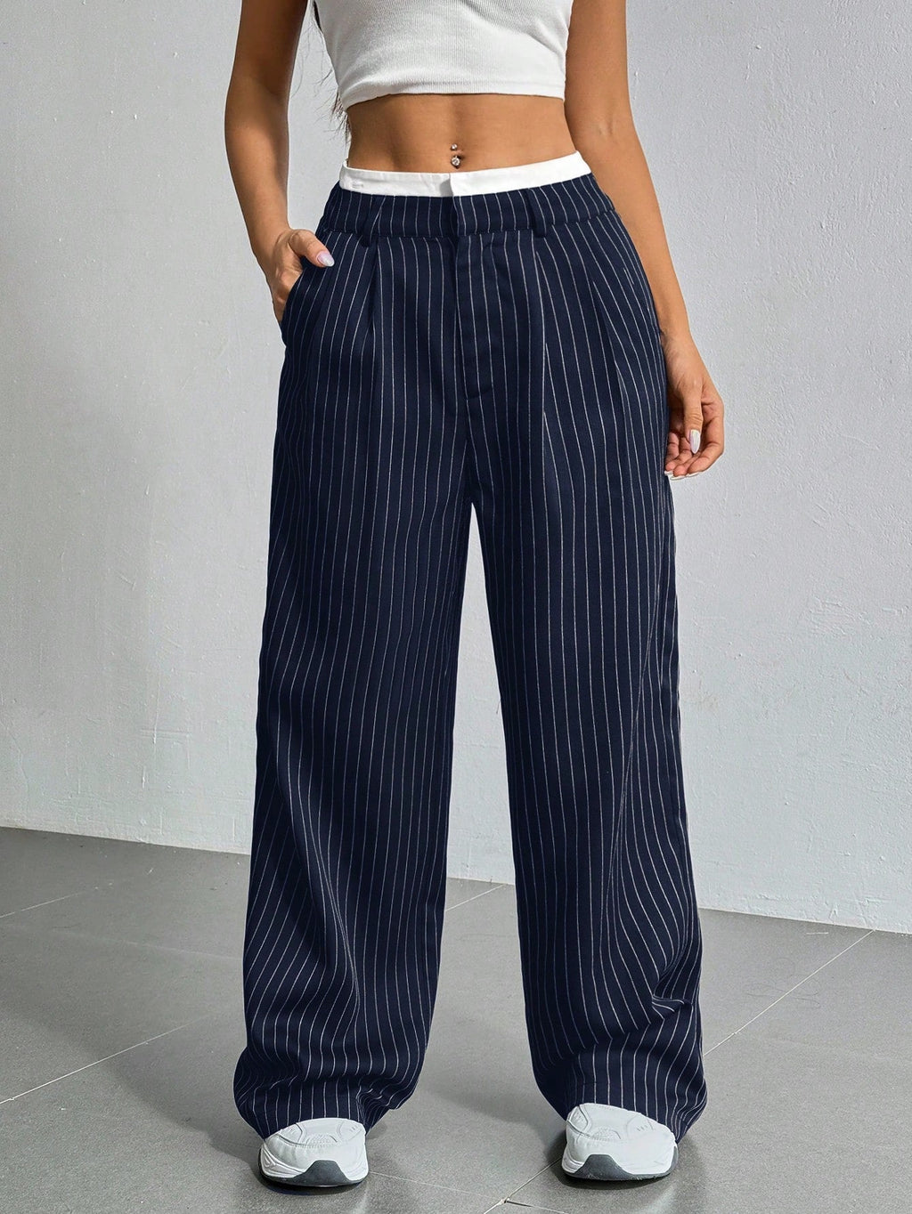 RǏWYÑ | Striped Boxer Wide Leg Trousers
