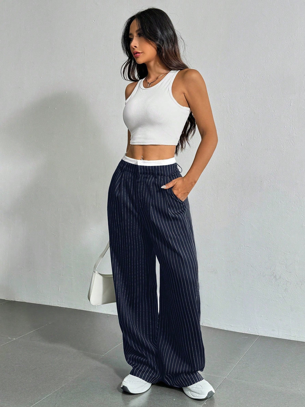 RǏWYÑ | Striped Boxer Wide Leg Trousers