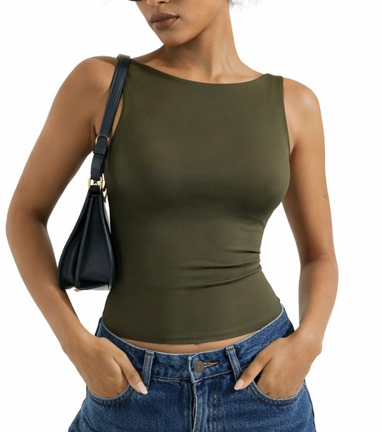 RǏWYÑ | Soft Backless Boat Neck Tank Top