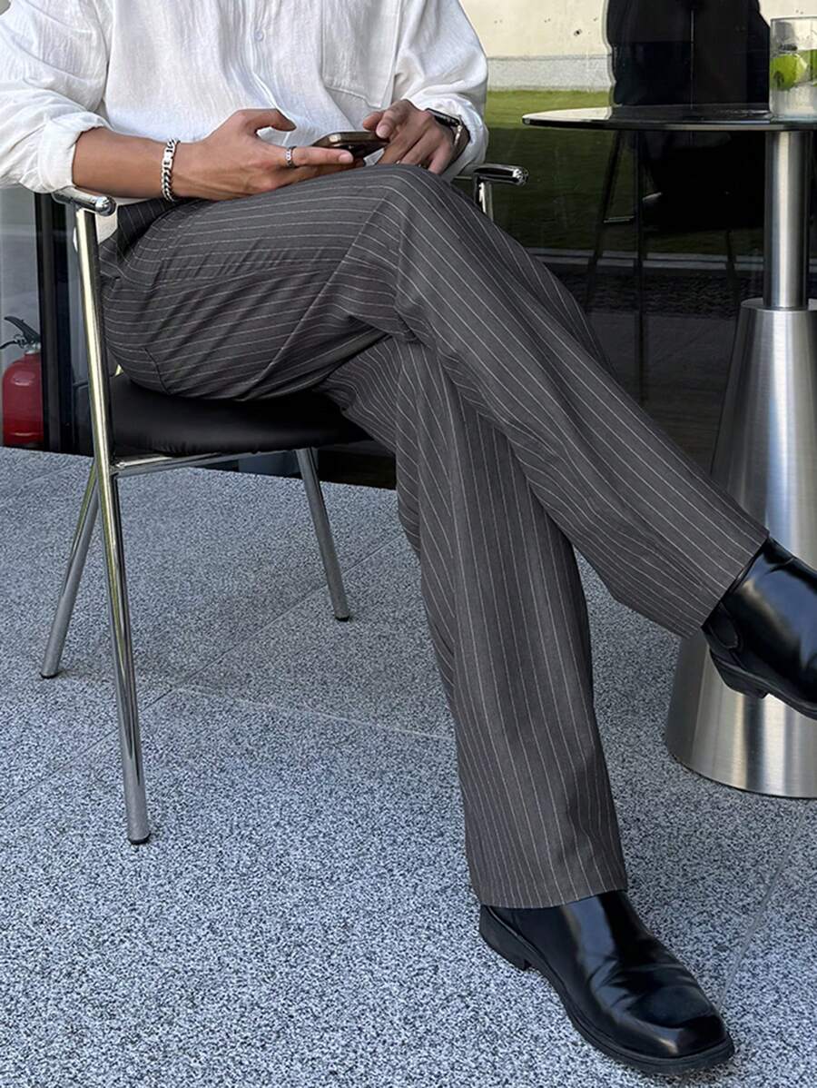 RIWYN Korean Inspired Classic Stripe Trousers