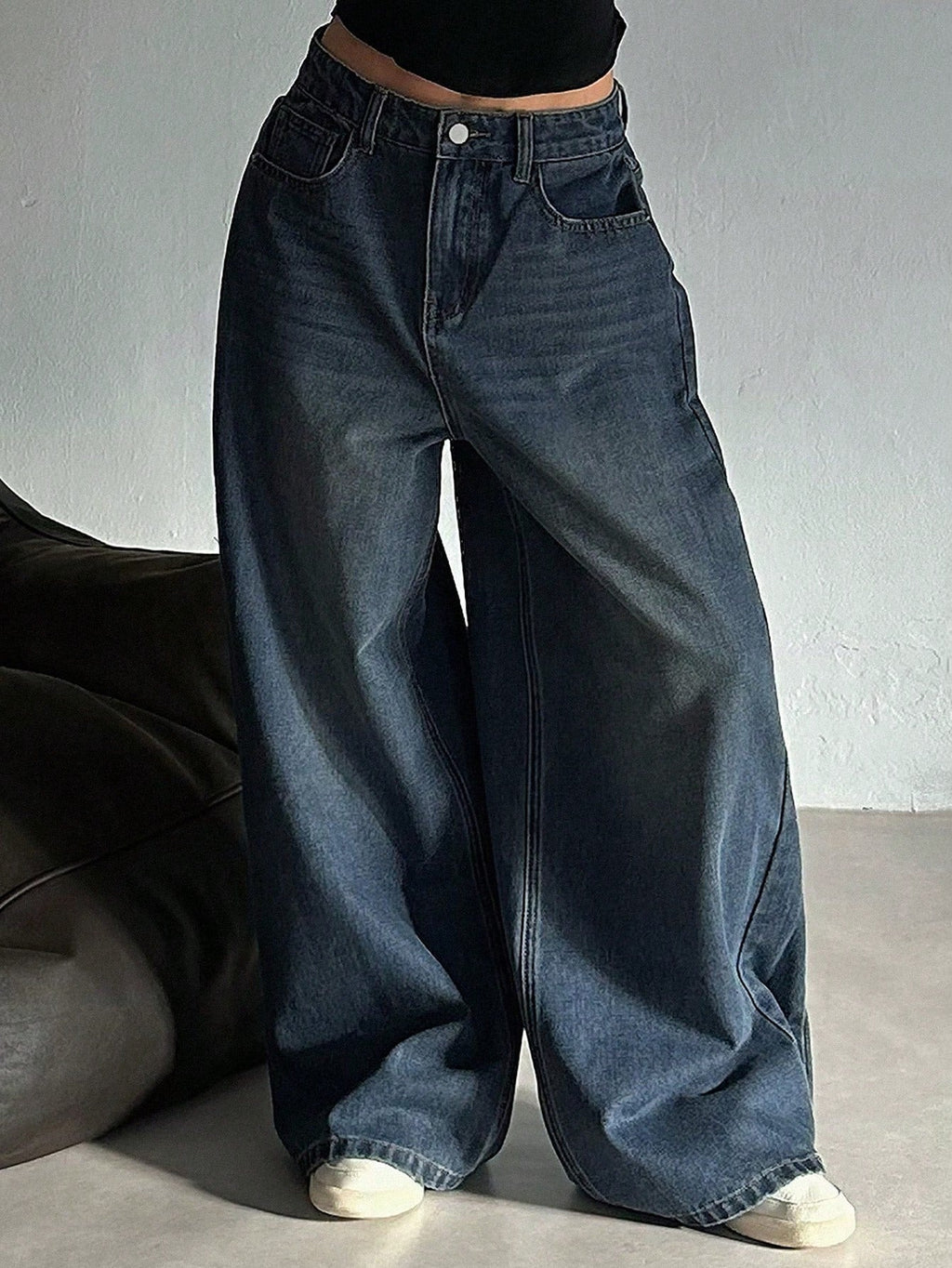 RǏWYÑ | Dark Blue Energy Baggy Wide Leg Jeans
