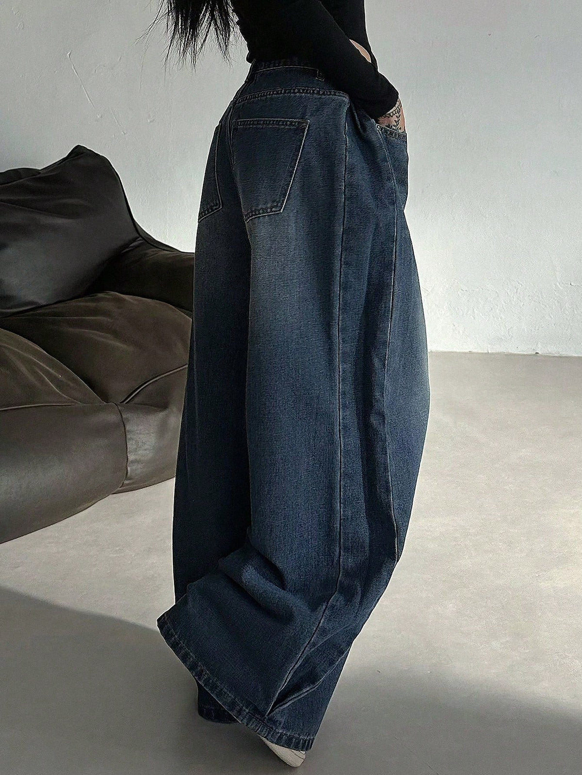 RǏWYÑ | Dark Blue Energy Baggy Wide Leg Jeans