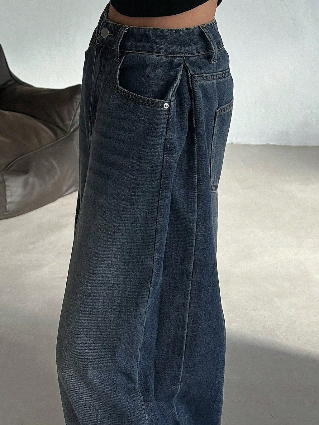 RǏWYÑ | Dark Blue Energy Baggy Wide Leg Jeans