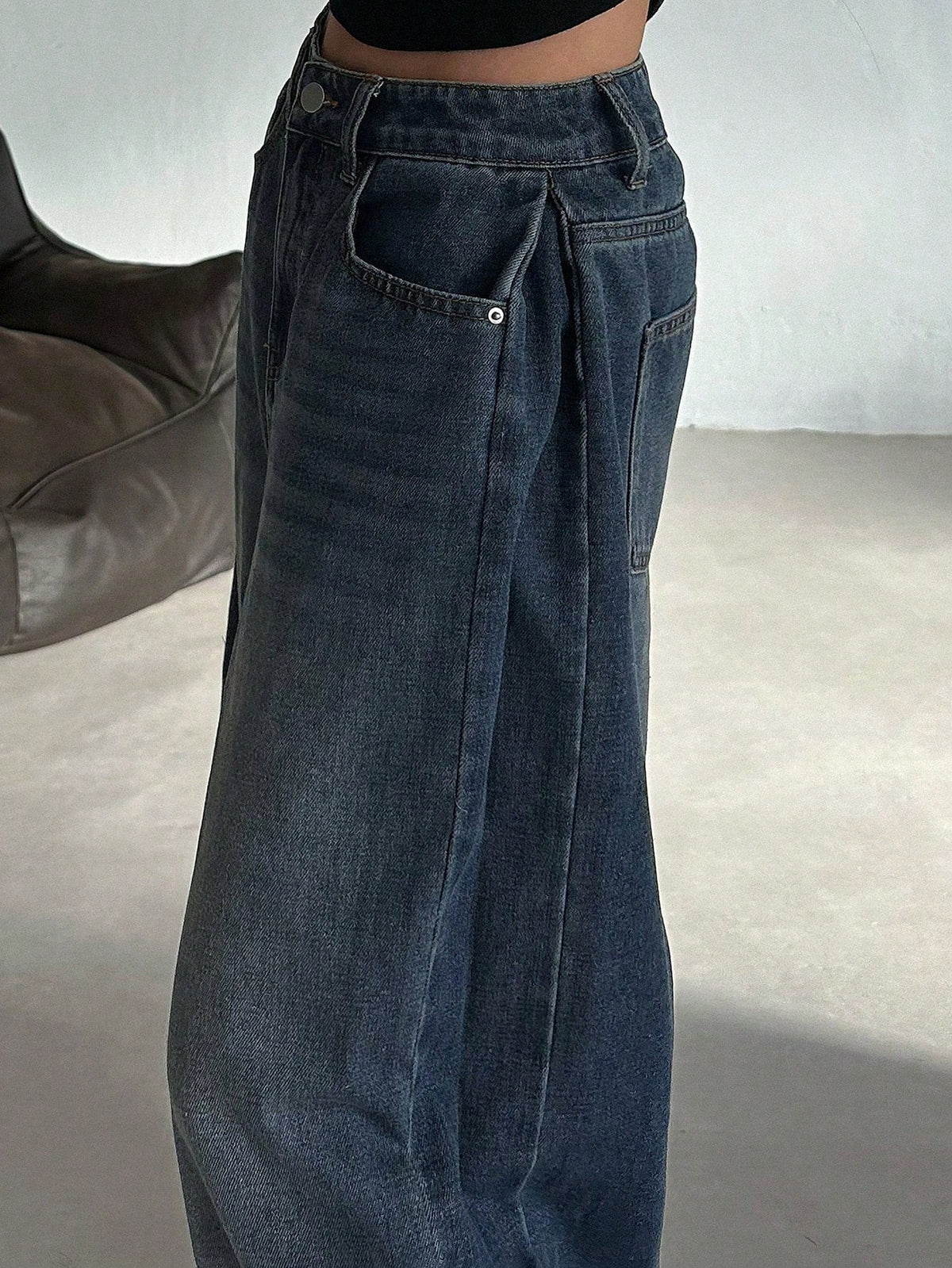 RǏWYÑ | Dark Blue Energy Baggy Wide Leg Jeans