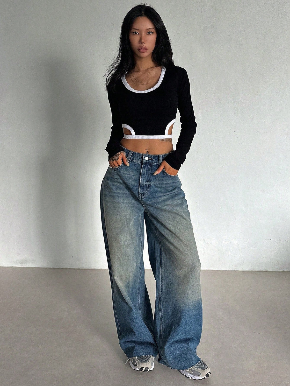 RǏWYÑ | Stale Blue Baggy Wide Leg Jeans