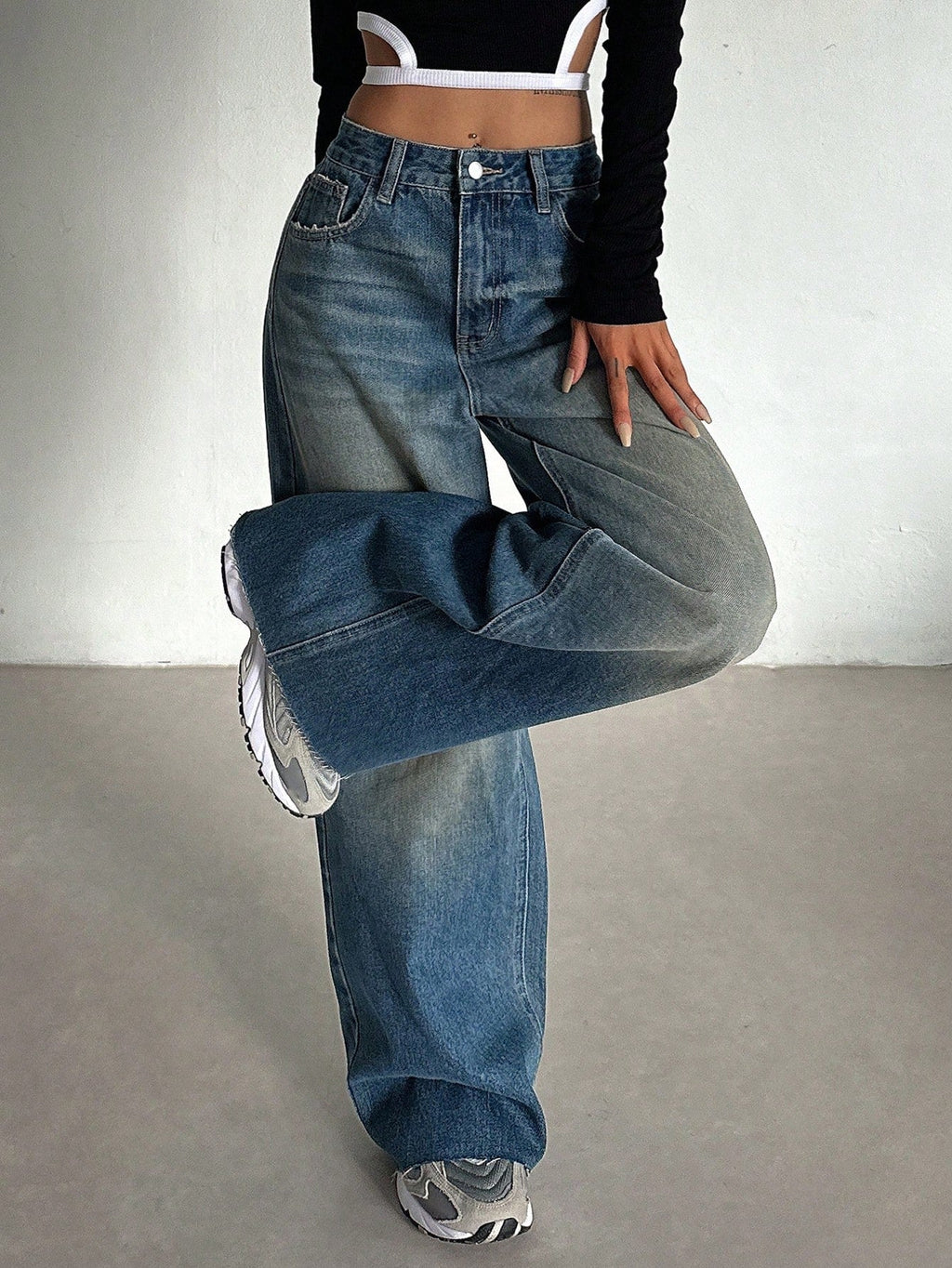 RǏWYÑ | Stale Blue Baggy Wide Leg Jeans