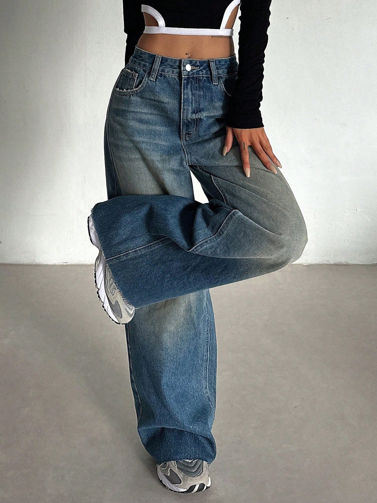 RǏWYÑ | Stale Blue Baggy Wide Leg Jeans