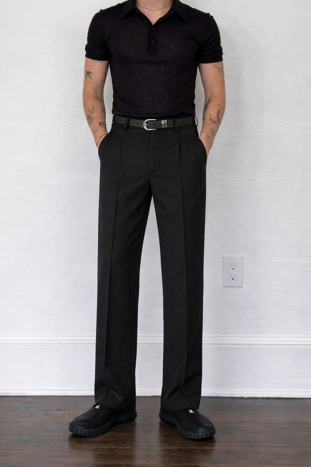 RIWYN Straight Korean Pin-Tuck Pants
